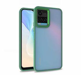 Teleplus Vivo Y21S Renkli Bumper Hybrid Flora Silikon Siyah Kılıf