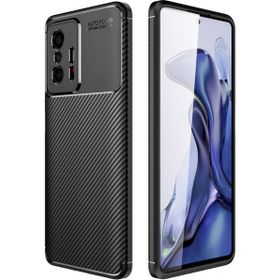 Teleplus Xiaomi 11T Pro Kamera Korumalı Karbon Dokulu Silikon Siyah Cep Telefonu Kılıfı