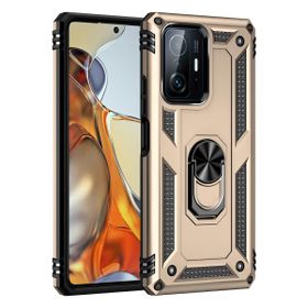 Teleplus Xiaomi 11T Vega Yüzüklü Tank Silikon Rose Altın Cep Telefonu Kılıfı