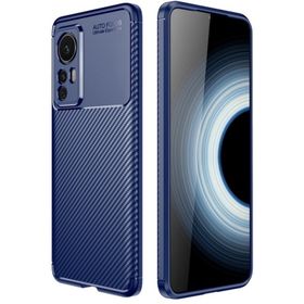 Teleplus Xiaomi 12T Kamera Korumalı Negro Karbon Dokulu Silikon Lacivert Kılıf