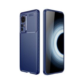 Teleplus Xiaomi 12T Kamera Korumalı Negro Karbon Dokulu Silikon Lacivert Kılıf
