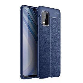 Teleplus Xiaomi Mi 10 Lite 5G Deri Dokulu Lacivert Silikon Kılıf