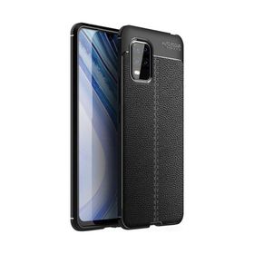 Teleplus Xiaomi Mi 10 Lite 5G Deri Dokulu Lacivert Silikon Kılıf