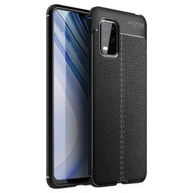 Teleplus Xiaomi Mi 10 Lite 5G Deri Dokulu Silikon Lacivert Nano Ekran Koruyucu Cep Telefonu Kılıfı