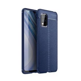 Teleplus Xiaomi Mi 10 Lite 5G Deri Dokulu Silikon Lacivert Nano Ekran Koruyucu Cep Telefonu Kılıfı