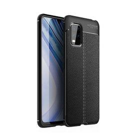Teleplus Xiaomi Mi 10 Lite 5G Deri Dokulu Silikon Lacivert Nano Ekran Koruyucu Cep Telefonu Kılıfı
