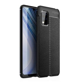 Teleplus Xiaomi Mi 10 Lite 5G Deri Dokulu Silikon Lacivert Nano Ekran Koruyucu Cep Telefonu Kılıfı