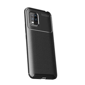 Teleplus Xiaomi Mi 10 Lite 5G Negro Karbon Desenli Silikon Lacivert Nano Ekran Koruyucu Cep Telefonu Kılıfı