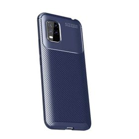 Teleplus Xiaomi Mi 10 Lite 5G Negro Karbon Desenli Silikon Lacivert Nano Ekran Koruyucu Cep Telefonu Kılıfı