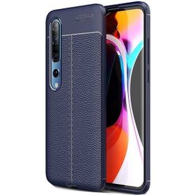 Teleplus Xiaomi Mi 10 Pro Deri Dokulu Silikon Lacivert Kılıf