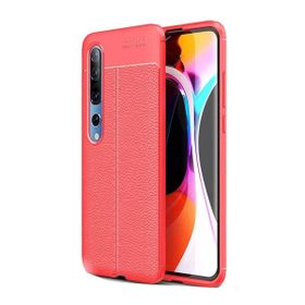 Teleplus Xiaomi Mi 10 Pro Deri Dokulu Silikon Lacivert Kılıf