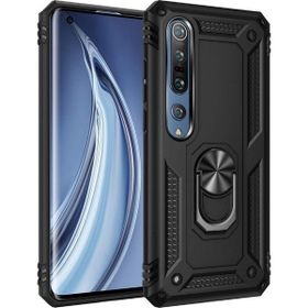 Teleplus Xiaomi Mi 10 Pro Vega Yüzüklü Tank Kapak Siyah + Tam Kapatan Cam Kılıf