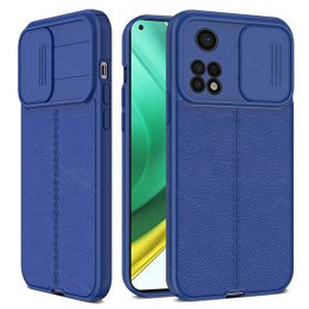 Teleplus Xiaomi Mi 10T Pro Kılıf Lensi Kamera Korumalı Deri Dokulu Silikon Lacivert Kılıf