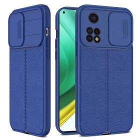 Teleplus Xiaomi Mi 10T Pro Kılıf Lensi Kamera Korumalı Deri Dokulu Silikon Lacivert Kılıf