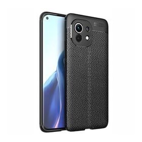 Teleplus Xiaomi Mi 11 Kılıf Lüks Kamera Korumalı Deri Dokulu Silikon Siyah Tam Kapatan Ekran Koruyucu