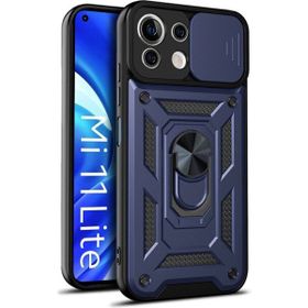 Teleplus Xiaomi Mi 11 Lite Kamera Korumalı Pars Yüzüklü Tank Lacivert Silikon Kılıf