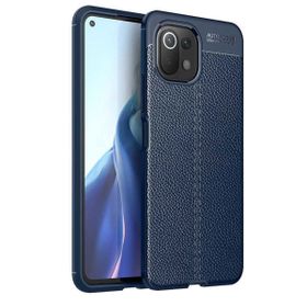 Teleplus Xiaomi Mi 11 Lite Lüks Korumalı Deri Dokulu Siyah Nano Ekran Koruyucu Silikon Cep Telefonu Kılıf