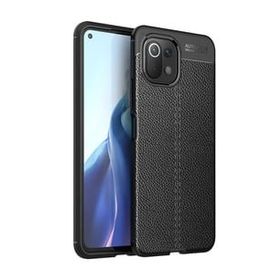 Teleplus Xiaomi Mi 11 Lite Lüks Korumalı Deri Dokulu Siyah Nano Ekran Koruyucu Silikon Cep Telefonu Kılıf