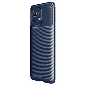 Teleplus Xiaomi Mi 11 Lüks Kamera Korumalı Karbon Tam Kapatan Ekran Koruyucu Lacivert Silikon Cep Telefonu Kılıf
