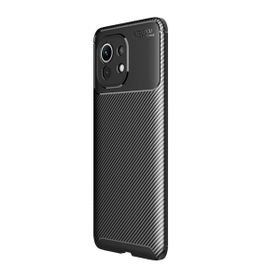 Teleplus Xiaomi Mi 11 Lüks Kamera Korumalı Karbon Tam Kapatan Ekran Koruyucu Lacivert Silikon Cep Telefonu Kılıf