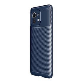 Teleplus Xiaomi Mi 11 Lüks Kamera Korumalı Karbon Tam Kapatan Ekran Koruyucu Lacivert Silikon Cep Telefonu Kılıf