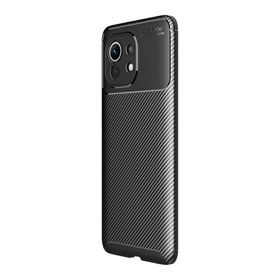 Teleplus Xiaomi Mi 11 Lüks Kamera Korumalı Karbon Tam Kapatan Ekran Koruyucu Lacivert Silikon Cep Telefonu Kılıf
