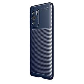 Teleplus Xiaomi Mi 11I Lüks Kamera Korumalı Karbon Lacivert Silikon Cep Telefonu Kılıf