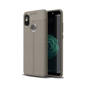 Teleplus Xiaomi Mi 8 Se Deri Dokulu Silikon Kılıf Gri Nano Ekran Koruyucu