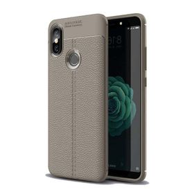 Teleplus Xiaomi Mi 8 Se Deri Dokulu Silikon Kılıf Gri Nano Ekran Koruyucu