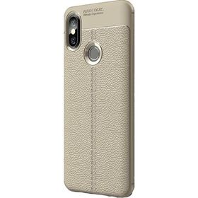Teleplus Xiaomi Mi Max 3 Deri Dokulu Gri Silikon Kılıf