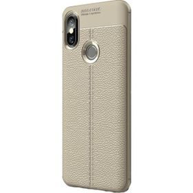 Teleplus Xiaomi Mi Max 3 Deri Dokulu Gri Silikon Kılıf