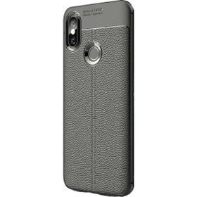 Teleplus Xiaomi Mi Max 3 Deri Dokulu Gri Silikon Kılıf