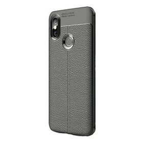 Teleplus Xiaomi Mi Max 3 Deri Dokulu Silikon Kılıf Siyah + Nano Ekran Koruyucu