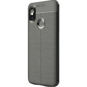 Teleplus Xiaomi Mi Max 3 Deri Dokulu Silikon Kılıf Siyah + Nano Ekran Koruyucu