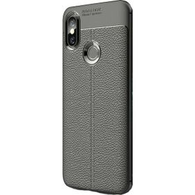 Teleplus Xiaomi Mi Max 3 Deri Dokulu Silikon Kılıf Siyah + Nano Ekran Koruyucu