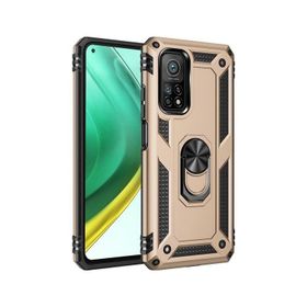 Teleplus Xiaomi Mi10t Kılıf Vega Yüzüklü Standlı Tank Kapak Gold Nano Ekran Koruyucu