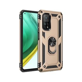 Teleplus Xiaomi Mi10t Kılıf Vega Yüzüklü Standlı Tank Kapak Gold Nano Ekran Koruyucu