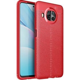 Teleplus Xiaomi MI10T Lite Deri Dokulu Kırmızı Silikon Cep Telefonu Kılıf