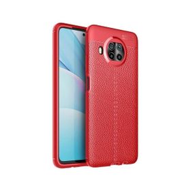 Teleplus Xiaomi MI10T Lite Deri Dokulu Kırmızı Silikon Cep Telefonu Kılıf