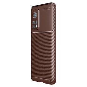 Teleplus Xiaomi MI10T Negro Karbon Dokulu Kahverengi Silikon Cep Telefonu Kılıf