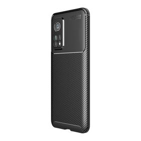 Teleplus Xiaomi MI10T Negro Karbon Dokulu Kahverengi Silikon Cep Telefonu Kılıf