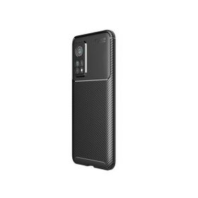 Teleplus Xiaomi MI10T Negro Karbon Dokulu Tam Kapatan Nano Ekran Koruyucu Siyah Silikon Cep Telefonu Kılıf