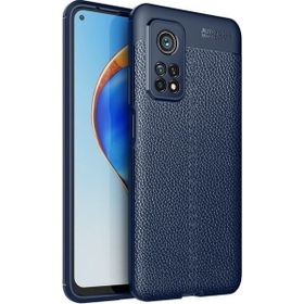 Teleplus Xiaomi MI10T Pro Deri Dokulu Tam Kapatan Nano Ekran Koruyucu Lacivert Silikon Cep Telefonu Kılıf