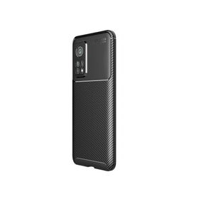 Teleplus Xiaomi MI10T Pro Negro Karbon Dokulu Tam Kapatan Nano Ekran Koruyucu Lacivert Silikon Cep Telefonu Kılıf