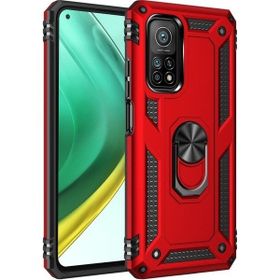 Teleplus Xiaomi Mi10T Vega Yüzüklü Standlı Tank Kapak Kırmızı Kılıf