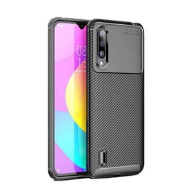 Teleplus Xiaomi Mi9 Lite Negro Karbon Desenli Silikon Kahverengi Cep Telefonu Kılıfı