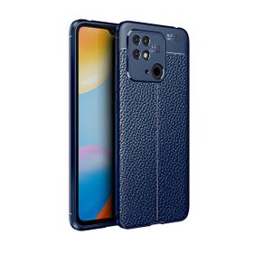 Teleplus Xiaomi Poco C40 Kamera Korumalı Deri Dokulu Silikon Lacivert Kılıf