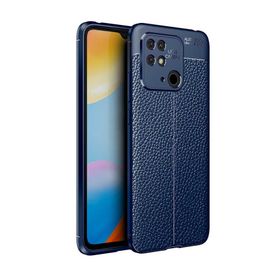 Teleplus Xiaomi Poco C40 Kamera Korumalı Deri Dokulu Silikon Lacivert Kılıf