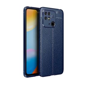 Teleplus Xiaomi Poco C40 Kamera Korumalı Deri Dokulu Silikon Lacivert Kılıf