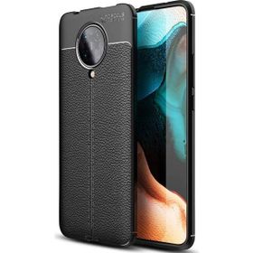 Teleplus Xiaomi Poco F2 Pro Deri Dokulu Siyah Silikon Cep Telefonu Kılıf